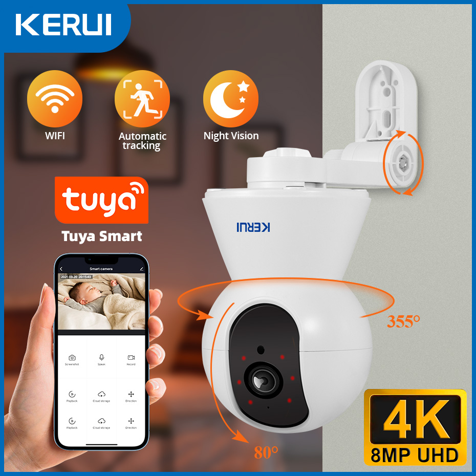 Smart Home Battery Camera Ezviz - KERUI داخلي 4K HD Tuya Smart