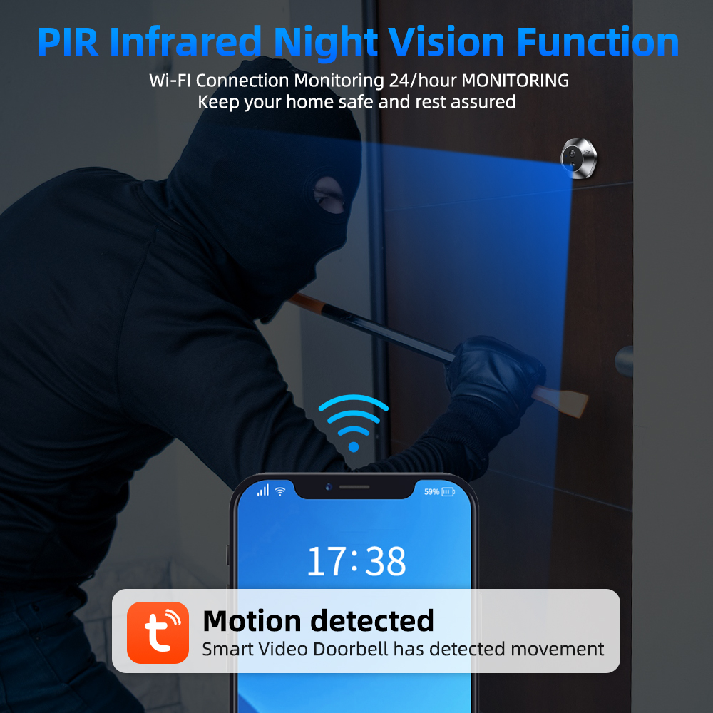 1080P واي فاي ثقب الباب تويا ا - مراجعة Smart Home Cctv وسعره